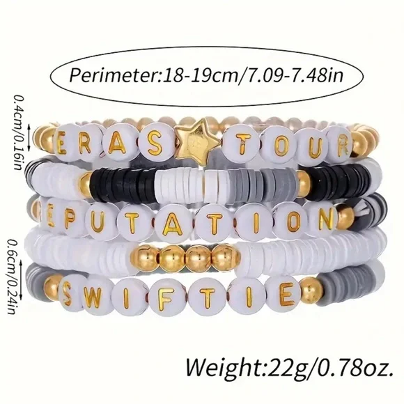 💛5pcs Friendship Bracelet set Inspired Taylor Swift Reputation Swifties Eras - Picture 2 of 9